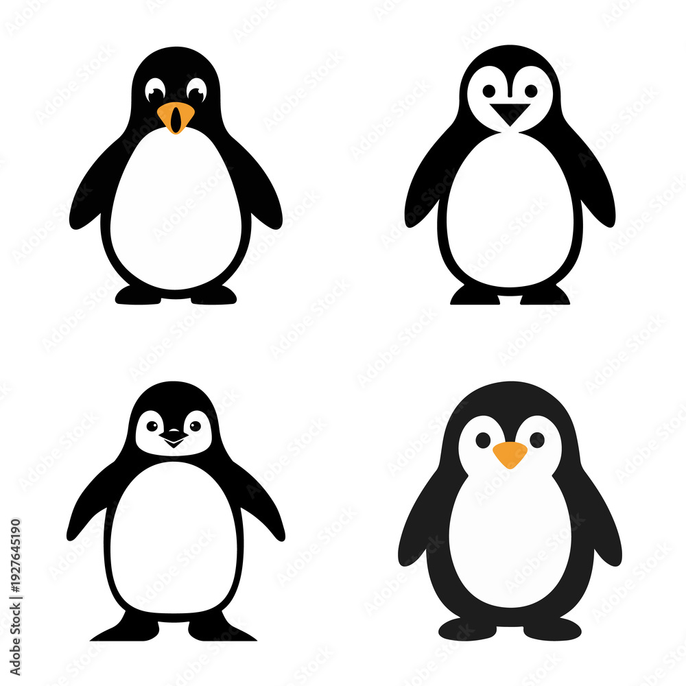 Fototapeta premium Cartoon penguin vector illustration on white background
