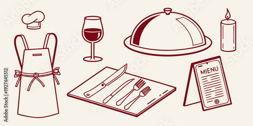 A festive table setting with wine, food, and decorative items for a special occasion. Vector