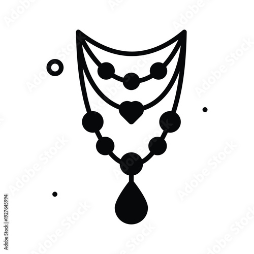 Premium glyph icon of necklace for womens day celebration them