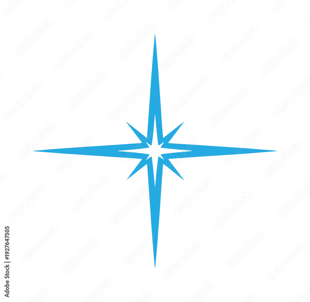 Obraz premium blue compass star symbol for navigation and direction on maps and charts