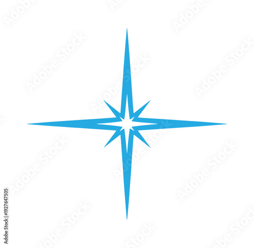 blue compass star symbol for navigation and direction on maps and charts