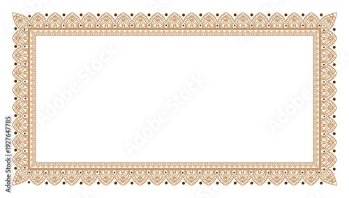 Luxury Floral Rectangle Certificate Border Pattern Line Photo Frame Islamic Wedding Invitation Background Vector