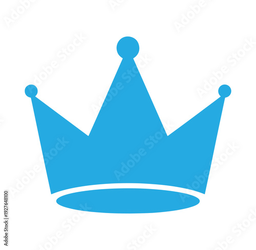 blue crown icon symbol royal headwear graphic element isolated on white background