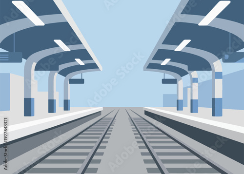 Railway Station Building Illustration Creative Design Template 