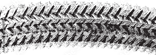 Black tire track impression on white background abstract texture