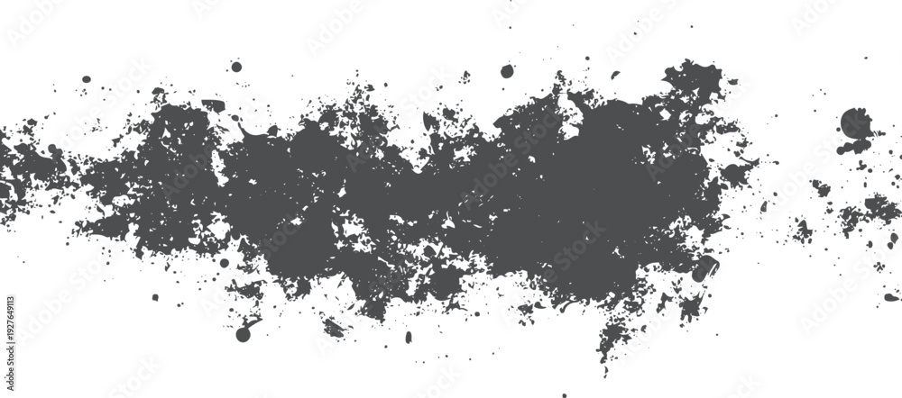 Fototapeta premium Dark gray ink splatters and splashes on white background