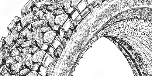 Intricate black and white stone archway detail architecture