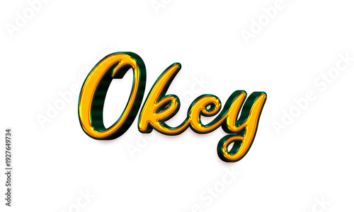 Okey text effect isolated transparent element design color combination gold and green