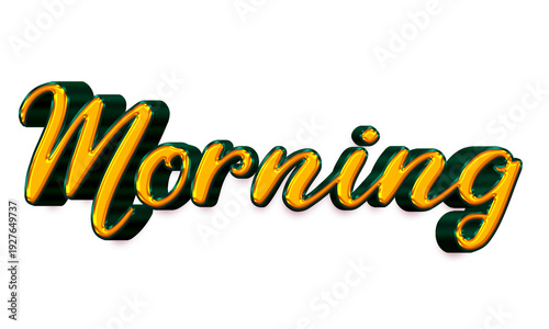 Morning text effect isolated transparent element design color combination gold and green