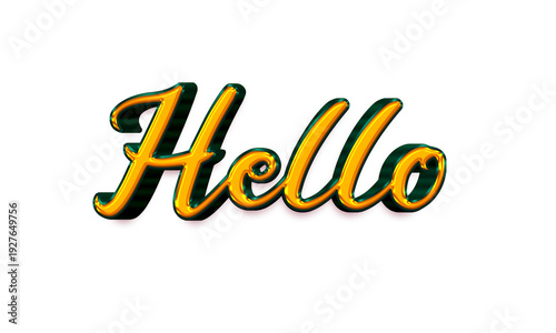  Hello text effect isolated transparent element design color combination gold and green