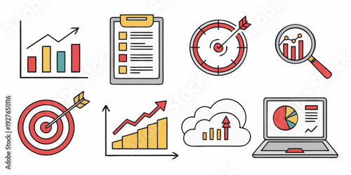 Illustrations of various business and project management concepts Vector