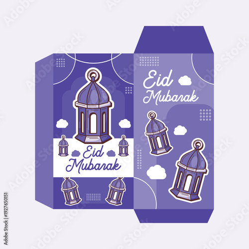 Celebrate Eid mubarak envelope template vector design
