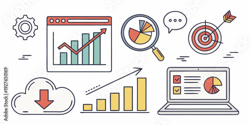 Modern business analytics and data visualization tools and concepts Vector