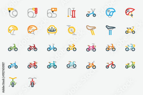 Transport Bicycles Color Icon Set