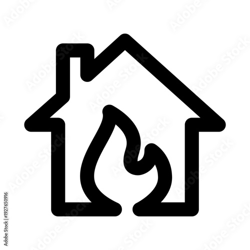 House fire safety icon. House fire safety modern professional line icon with minimal unique design representing fire prevention, emergency preparedness, home protection, and safety measures.