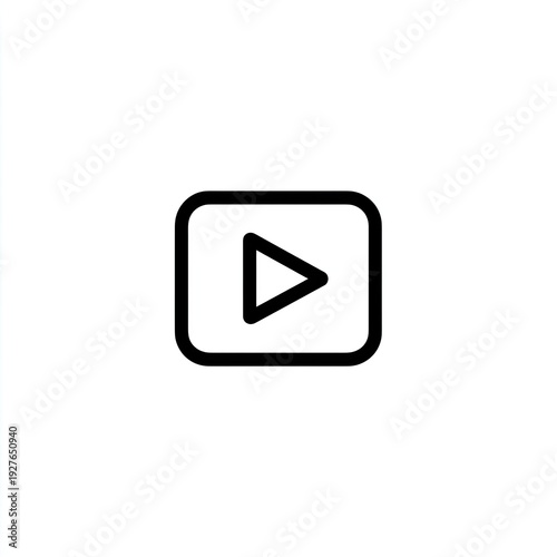 A rounded-square outline with a right-pointing triangle inside, simple design