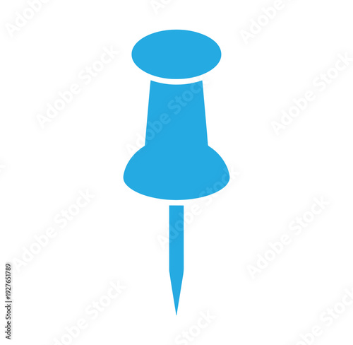 blue push pin icon for marking locations on a map or notes on a board