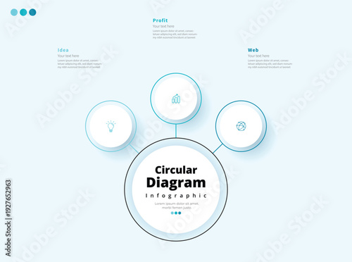 Modern minimalist, elegant, clean, circular steps, editable infographic design template, vector