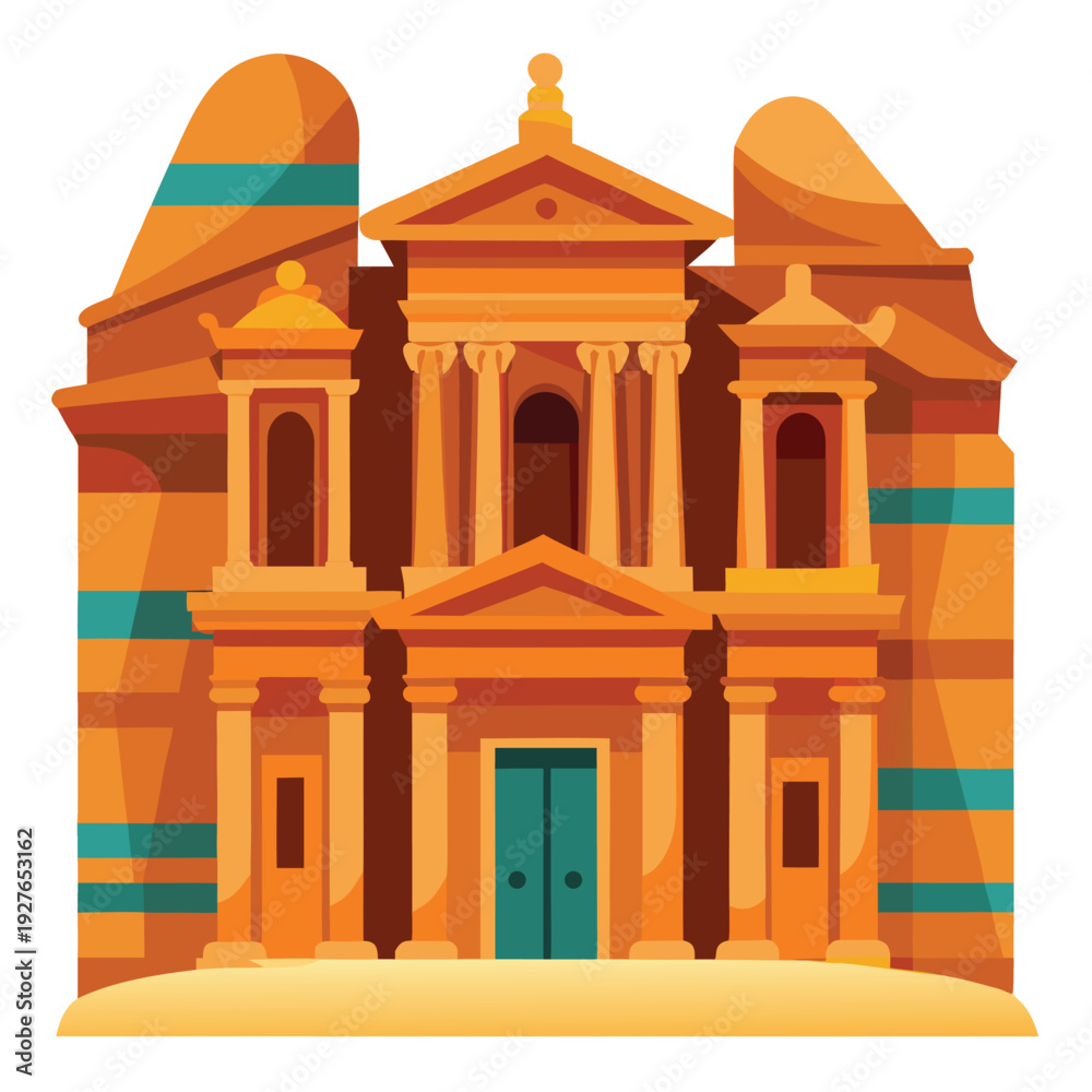 Fototapeta premium Al Khazneh Treasury in Petra Jordan an iconic ancient desert temple carved into sandstone mountains