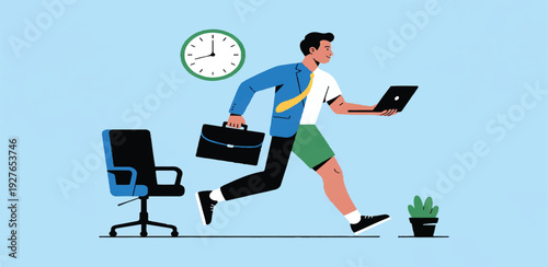 Mastering the Remote Work-Life Balance: A Modern Professional Navigating the Hybrid Office and Home Productivity Lifestyle Illustration for Career Growth and Wellness in a Digital First World