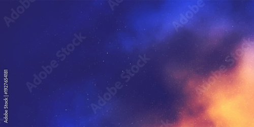 Cosmic Nebula Background: Colorful Blue and Orange Starry Space Texture for Design
