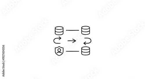 Database security and data transfer icon representing secure information flow.