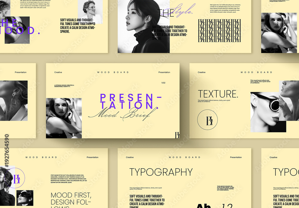 Mood Editorial Example Minimal Mood Board Presentation Template with Editorial Typography ...