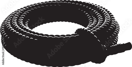 Coiled black cable with plug and socket connection