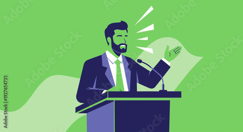Confident professional speaker presenting a powerful message at a business event