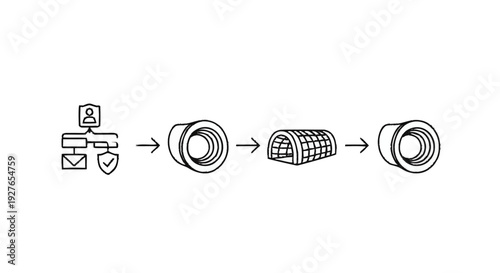 Diagram illustrating a process flow with icons.