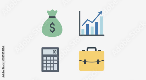 Modern flat design vector illustration set for business, finance, accounting, and financial growth analytics