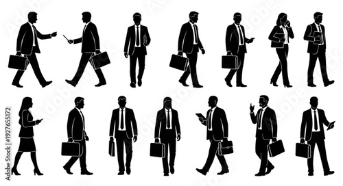 Business People Walking with Briefcases.