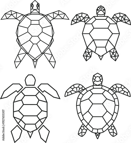 Geometric Sea Turtle SVG: Polygonal Clipart