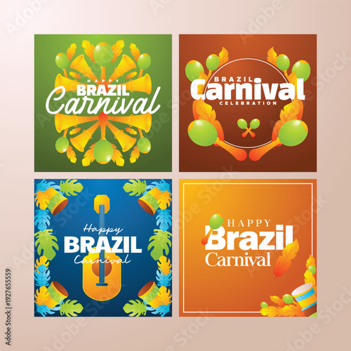 Happy Brazilian carnival celebration vector design