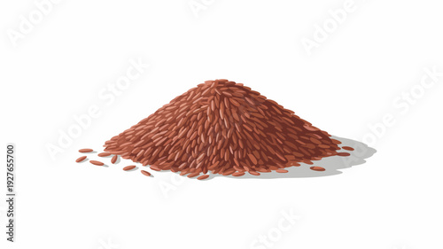 Pile of red rice grains isolated on white background