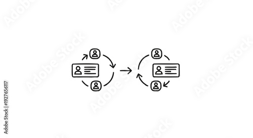 Diagram showing a process of data transfer between two entities.