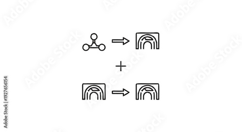 Diagram illustrating a process with icons and arrows.
