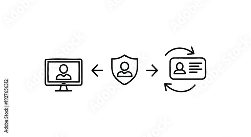 Digital Identity Verification and Security Process Iconography.