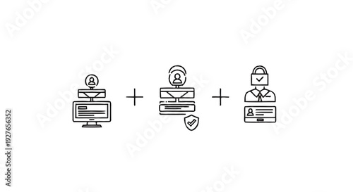 Digital Identity Verification and Security Process Icons.