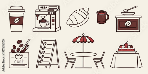 A diverse collection of objects and activities for a relaxing day at home. Vector