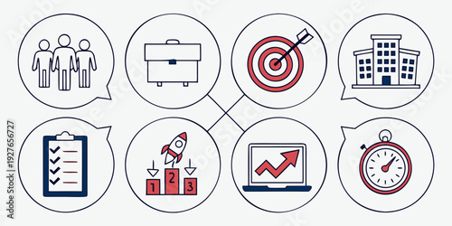 Illustrations of various icons representing different aspects of life and technology Vector