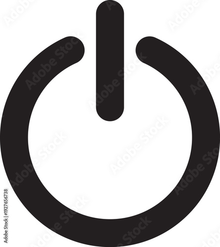 Minimalist black power off switch symbol for energy conservation and system shutdown concept vector illustration EPS file