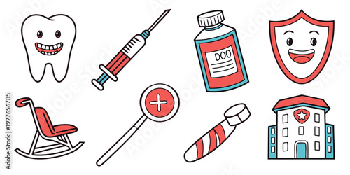 Assorted medical symbols and icons representing healthcare and medical services Vector