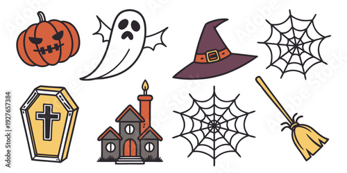 A whimsical illustration of magical items and creatures for a fantasy adventure game Vector