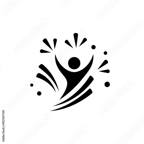 Abstract Human Figure Celebrating Success.
