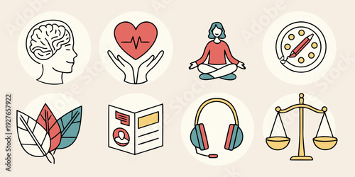 A colorful array of icons representing various activities and concepts Vector