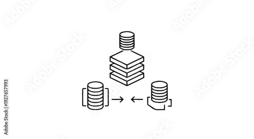 Database server icons representing data storage and transfer.