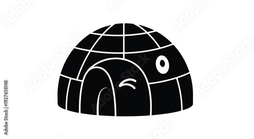 A charming illustration of an igloo with a cute face, perfect for winter themes