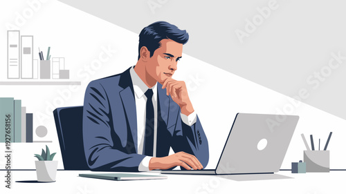 businessman working on laptop