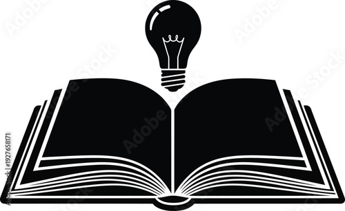 An open book with a glowing lightbulb emerging from its pages a conceptual design on transparent background silhouette high quality professional